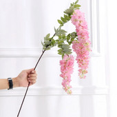 Grana glicinije od 100 cm s lišćem za dekoraciju vjenčanja bijeli Umjetni cvijet indie soba zidni dekor Girlland cvjetni