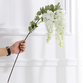 100 см клонка от глициния с листа за украса на сватбено тържество бяло Изкуствено цвете инди декорация на стена за стая Гирлянди с цветя