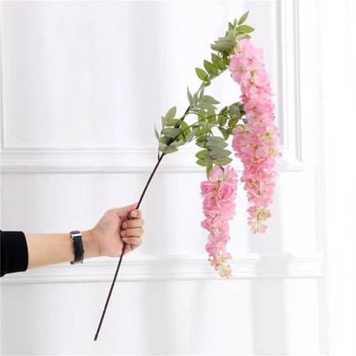 Grana glicinije od 100 cm s lišćem za dekoraciju vjenčanja bijeli Umjetni cvijet indie soba zidni dekor Girlland cvjetni