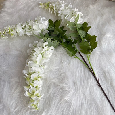 Grana glicinije od 100 cm s lišćem za dekoraciju vjenčanja bijeli Umjetni cvijet indie soba zidni dekor Girlland cvjetni