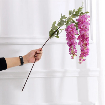 Grana glicinije od 100 cm s lišćem za dekoraciju vjenčanja bijeli Umjetni cvijet indie soba zidni dekor Girlland cvjetni