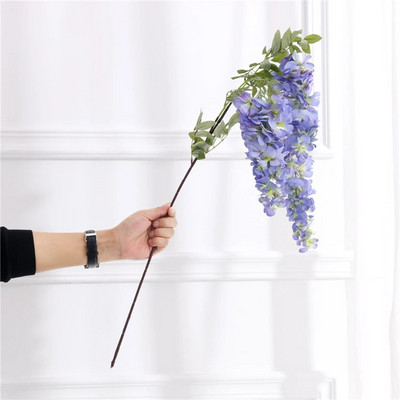 Grana glicinije od 100 cm s lišćem za dekoraciju vjenčanja bijeli Umjetni cvijet indie soba zidni dekor Girlland cvjetni