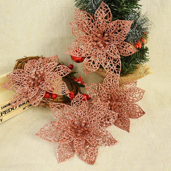 14cm 10/5 τεμ. Glitter Τεχνητό Λουλούδι Κεφαλές Χριστουγεννιάτικου Δέντρου Διακοσμήσεις με λουλούδια Χριστουγεννιάτικο Στολίδι Ψεύτικο Χριστουγεννιάτικο λουλούδι μούρων