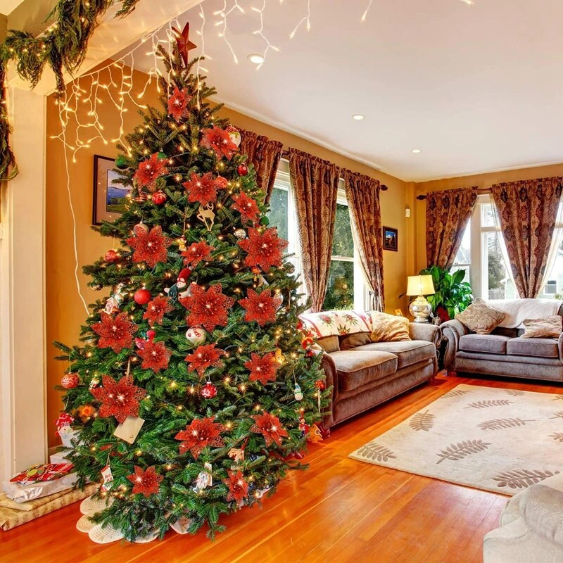 14 cm 10/5 kom. Svjetlucave glavice umjetnog cvijeća Cvjetni ukrasi za božićno drvce Božićni ukrasi Lažni božićni bobičasti cvijet