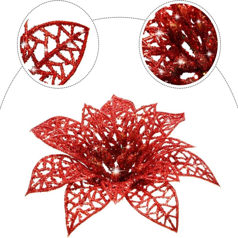 14 cm 10/5 kom. Svjetlucave glavice umjetnog cvijeća Cvjetni ukrasi za božićno drvce Božićni ukrasi Lažni božićni bobičasti cvijet