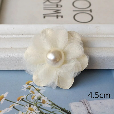 10Gb/Lot Beige Series Camellia Rose šifona auduma mākslīgo ziedu galva kāzu kleitu apģērbu dekorēšanai galvassegā