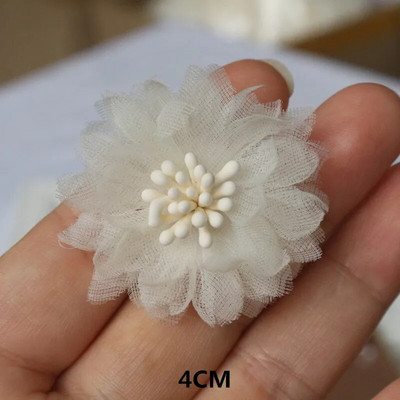 10Gb/Lot Beige Series Camellia Rose šifona auduma mākslīgo ziedu galva kāzu kleitu apģērbu dekorēšanai galvassegā