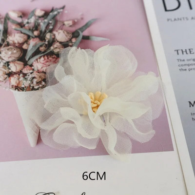 10Gb/Lot Beige Series Camellia Rose šifona auduma mākslīgo ziedu galva kāzu kleitu apģērbu dekorēšanai galvassegā