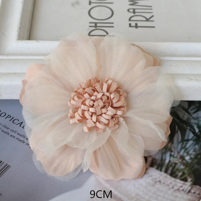 10Gb/Lot Beige Series Camellia Rose šifona auduma mākslīgo ziedu galva kāzu kleitu apģērbu dekorēšanai galvassegā