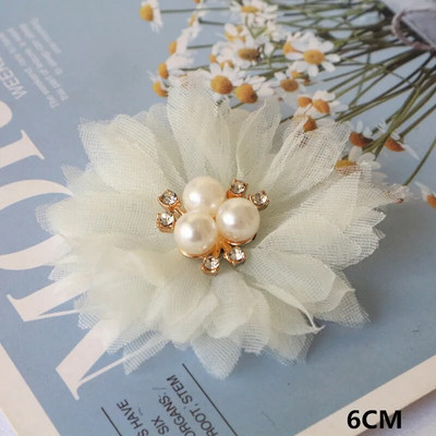 10Gb/Lot Beige Series Camellia Rose šifona auduma mākslīgo ziedu galva kāzu kleitu apģērbu dekorēšanai galvassegā