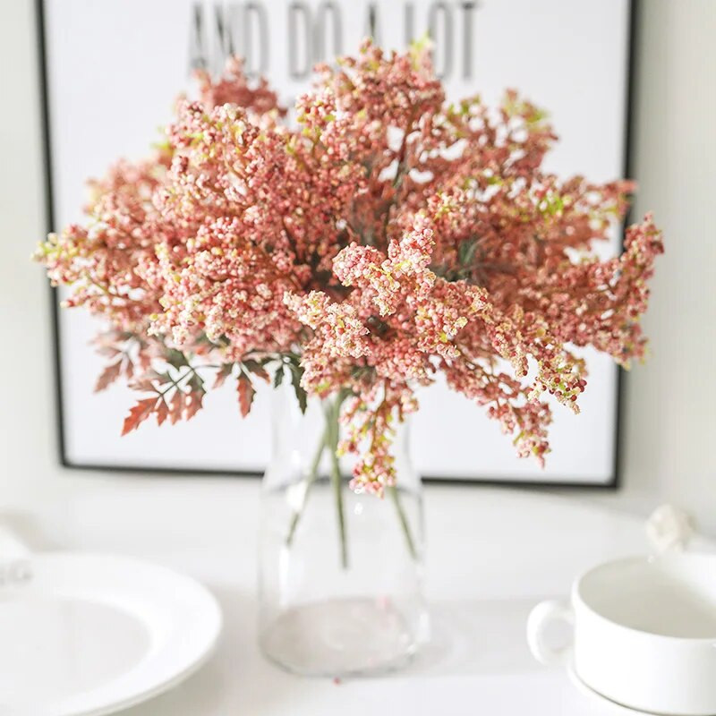 Skaisti putu mākslīgie lavandas ziedi lēti kviešu viltoti augi pušķis Ziemassvētku kāzu mājas galda dekorēšana rudens amatniecība