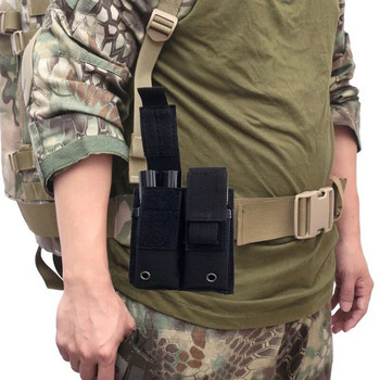 9 мм чанта за пълнител за пистолет Тактически двоен Molle Belt Mag Bag Тактически държач за фенерче Опаковка Страйкбол Ловни аксесоари за пистолет