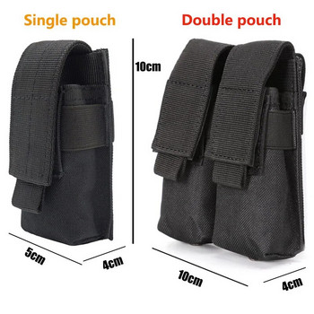 9 мм чанта за пълнител за пистолет Тактически двоен Molle Belt Mag Bag Тактически държач за фенерче Опаковка Страйкбол Ловни аксесоари за пистолет