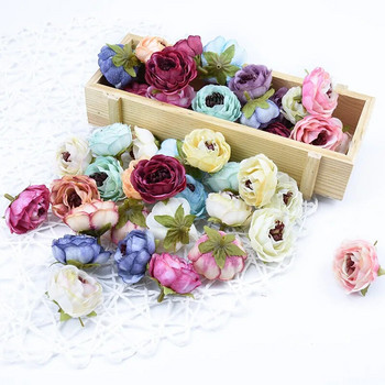 4cm копринени божури глави стенни фалшиви рози растения коледна сватба домашен декор направи си сам подарък кутия за бонбони изкуствени цветя за декорация