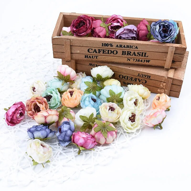 4 cm svilene glave božura Zidne lažne ruže Biljke Božićno vjenčanje Kućni dekor Diy Poklon Kutija za slatkiše Umjetno cvijeće za ukrašavanje