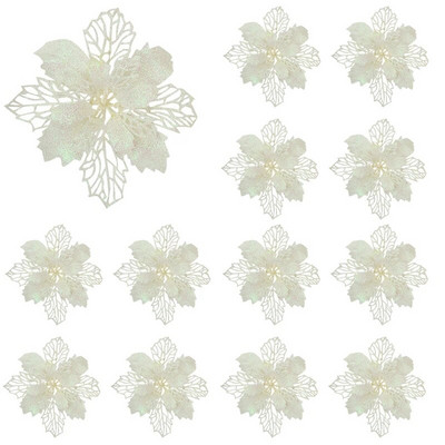 10 komada svjetlucavog umjetnog cvijeta božićne zvijezde s bobicama Vjenčanje Nova godina Božić Dekoracije cvjetova trešnje Božićni ukras za drvce