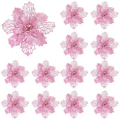 10 komada svjetlucavog umjetnog cvijeta božićne zvijezde s bobicama Vjenčanje Nova godina Božić Dekoracije cvjetova trešnje Božićni ukras za drvce