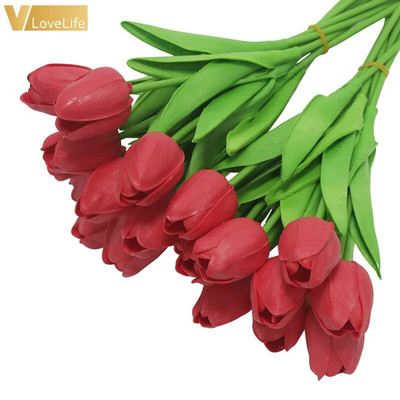 Mākslīgie tulpju ziedi Mini tulpju ziedi viltoti ziedi īsti kāzu ziedi kāzu banketi Līgavas mājas dekors Valentīna diena