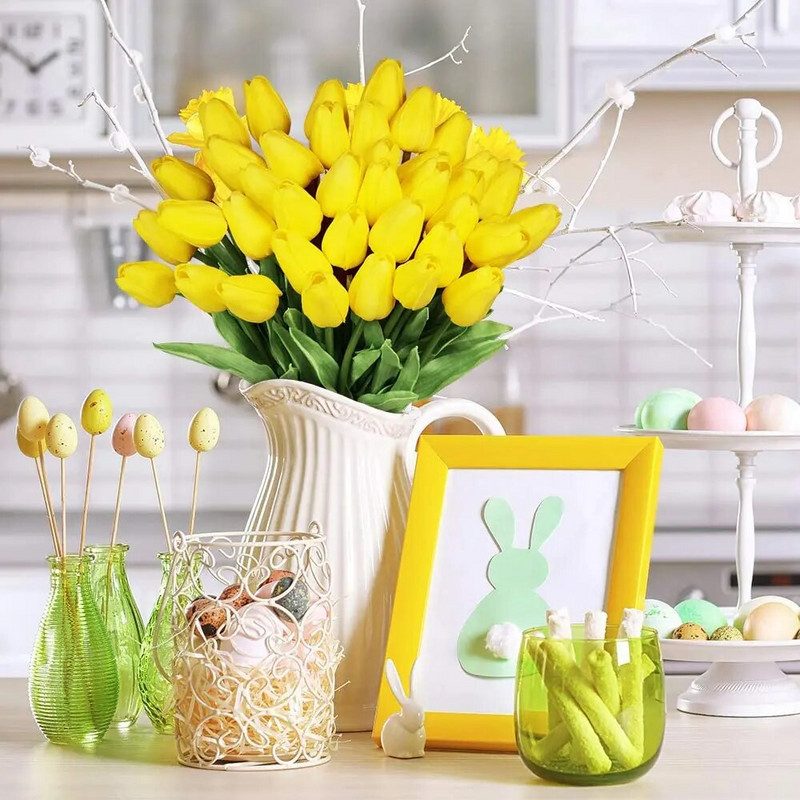 Mākslīgie tulpju ziedi Mini tulpju ziedi viltoti ziedi īsti kāzu ziedi kāzu banketi Līgavas mājas dekors Valentīna diena