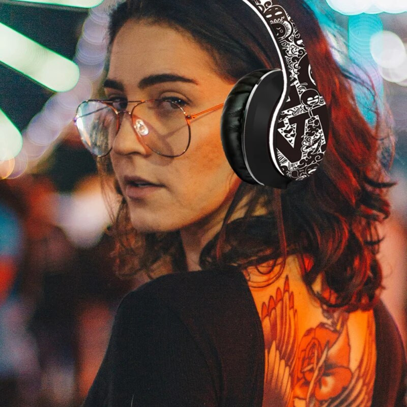 Grafiti Austiņas Spēļu Austiņas Bezvadu Bluetooth Austiņas Mūzika Sports Skriešanas Austiņas Izvelkamas Datoraustiņas Spēlētājs