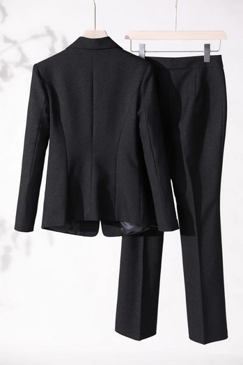 Fashion Black Blazer Γυναικεία επαγγελματικά κοστούμια Παντελόνι και κορυφαία σετ Εργασία Σαλόνι ομορφιάς Γυναικεία Γυναικεία μπουφάν ομοιόμορφα στυλ OL