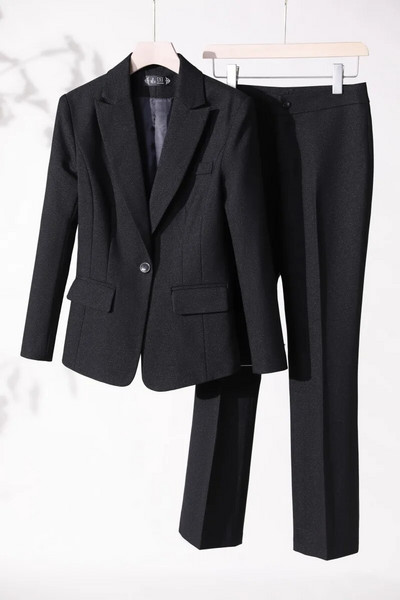 Modni crni blejzer Ženska poslovna odijela Kompleti hlača i gornjih dijelova Radni salon ljepote Ženske uredske uniforme Stilovi Ženske jakne OL