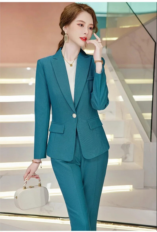 Modni crni blejzer Ženska poslovna odijela Kompleti hlača i gornjih dijelova Radni salon ljepote Ženske uredske uniforme Stilovi Ženske jakne OL