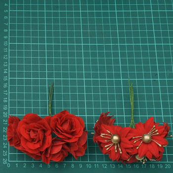 1 μάτσο/6 τμχ Μίνι Κόκκινο Μικρό Χριστουγεννιάτικο Μπουκέτο Λουλούδι Τεχνητά Μεταξωτά Λουλούδια Για Στολισμό Γάμου DIY Scrapbooking στεφάνι