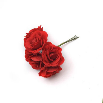 1 μάτσο/6 τμχ Μίνι Κόκκινο Μικρό Χριστουγεννιάτικο Μπουκέτο Λουλούδι Τεχνητά Μεταξωτά Λουλούδια Για Στολισμό Γάμου DIY Scrapbooking στεφάνι