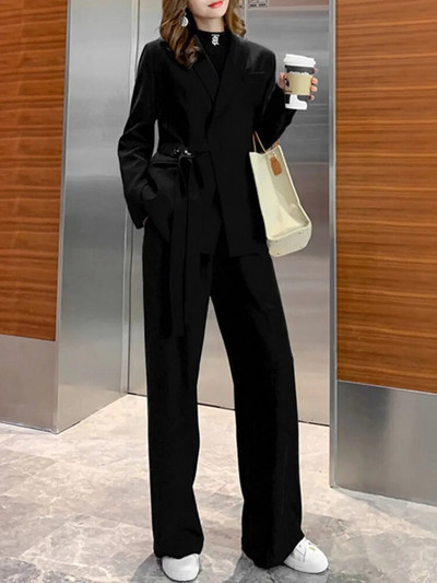 Elegantni blejzer odijela s hlačama Ženska ulična odjeća s dugim rukavima, korejska modna dvodijelna odijela s labavim gumbima 2023. Nova jesensko-zimska odijela s hlačama