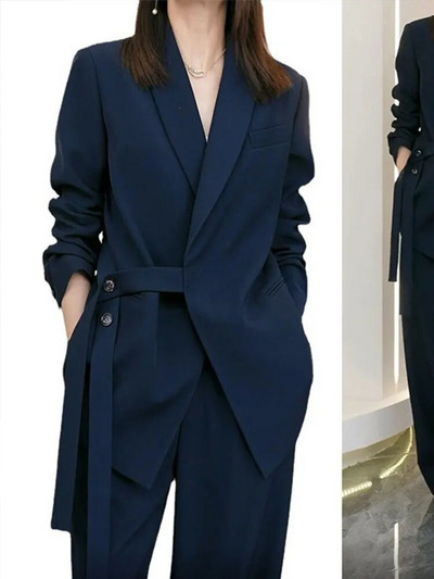 Elegantni blejzer odijela s hlačama Ženska ulična odjeća s dugim rukavima, korejska modna dvodijelna odijela s labavim gumbima 2023. Nova jesensko-zimska odijela s hlačama