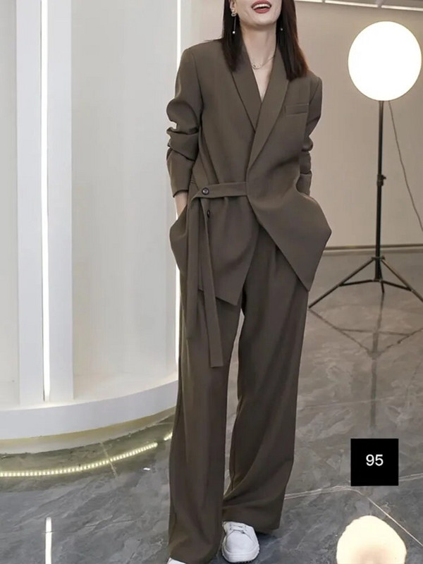Elegantni blejzer odijela s hlačama Ženska ulična odjeća s dugim rukavima, korejska modna dvodijelna odijela s labavim gumbima 2023. Nova jesensko-zimska odijela s hlačama