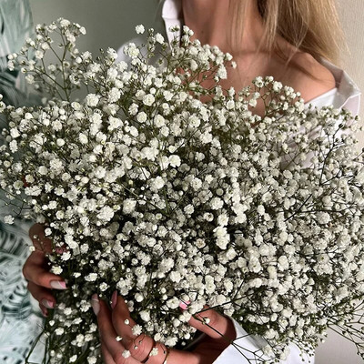 100g Φυσικό Αποξηραμένο Λουλούδι Gypsophila Μπουκέτα Βρεφικής Αναπνοής Floral Gypsophila Κλαδιά για Διακόσμηση Σπιτιού Διακόσμηση γιρλάντα γάμου