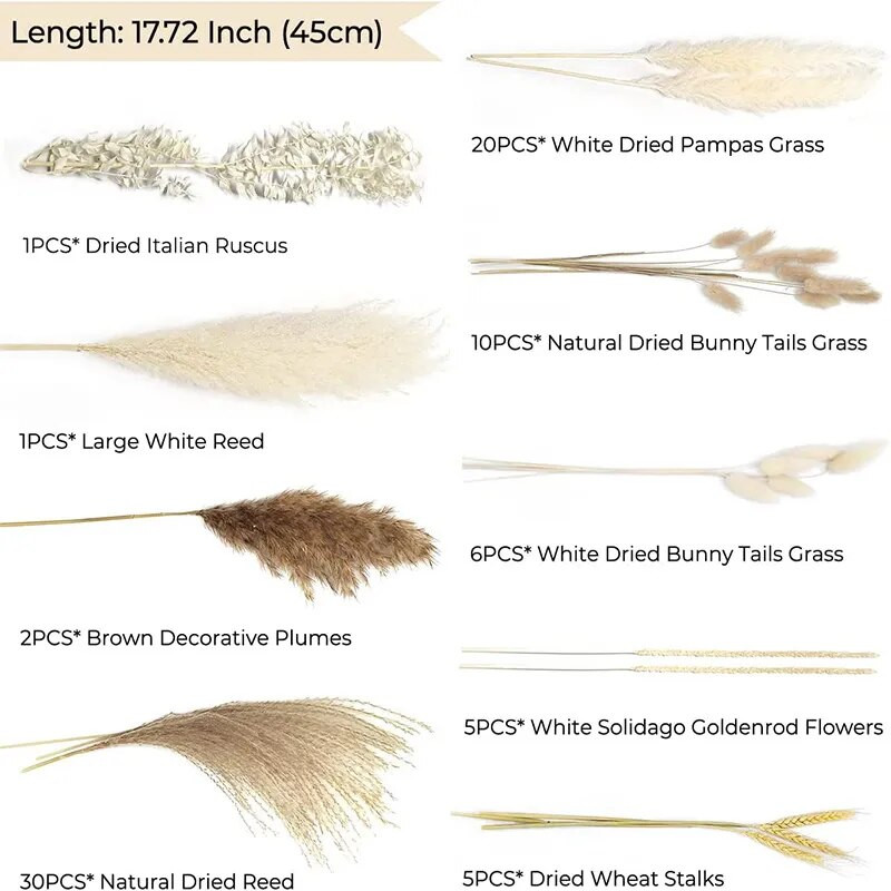80 komada buket suhe trave Pampas Boho Dekor Fluffy Umjetni Pampas Božićni ukrasi Cvjetni aranžmani Vjenčani dekor za dom
