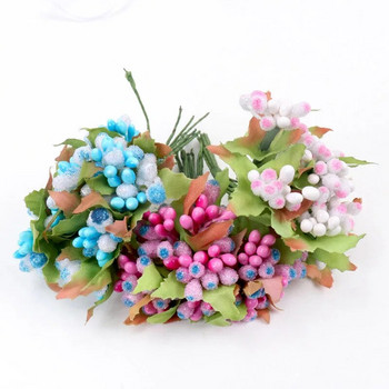 12 τμχ μαργαριτάρι Berry Τεχνητό λουλούδι στήμονα για διακόσμηση σπιτιού γάμου Pistil DIY στεφάνι Scrapbooking Craft Fake Flowers