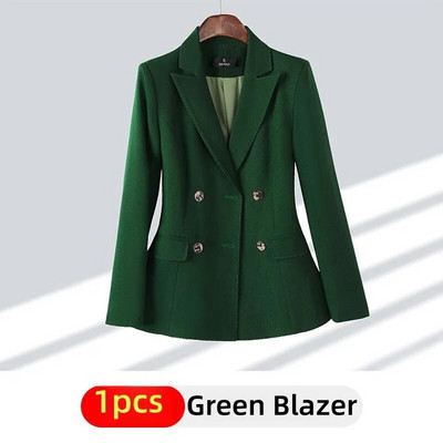 Vintage sieviešu formāls bikškostīms 2023, jauns rudens ziemas haki zaļš melns žakete un bikses, dāmas darbs, bizness, 2 daļ.