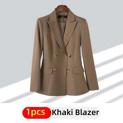 Vintage sieviešu formāls bikškostīms 2023, jauns rudens ziemas haki zaļš melns žakete un bikses, dāmas darbs, bizness, 2 daļ.