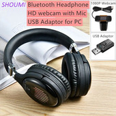 Bezvadu austiņas Bluetooth austiņas ar USB adapteri un videozvanu 1080P tīmekļa kamera PC datora kamera interneta sapulces nodarbībai