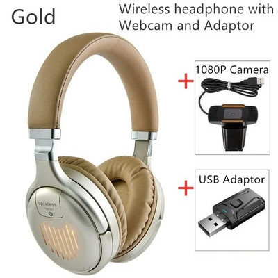 Bezvadu austiņas Bluetooth austiņas ar USB adapteri un videozvanu 1080P tīmekļa kamera PC datora kamera interneta sapulces nodarbībai