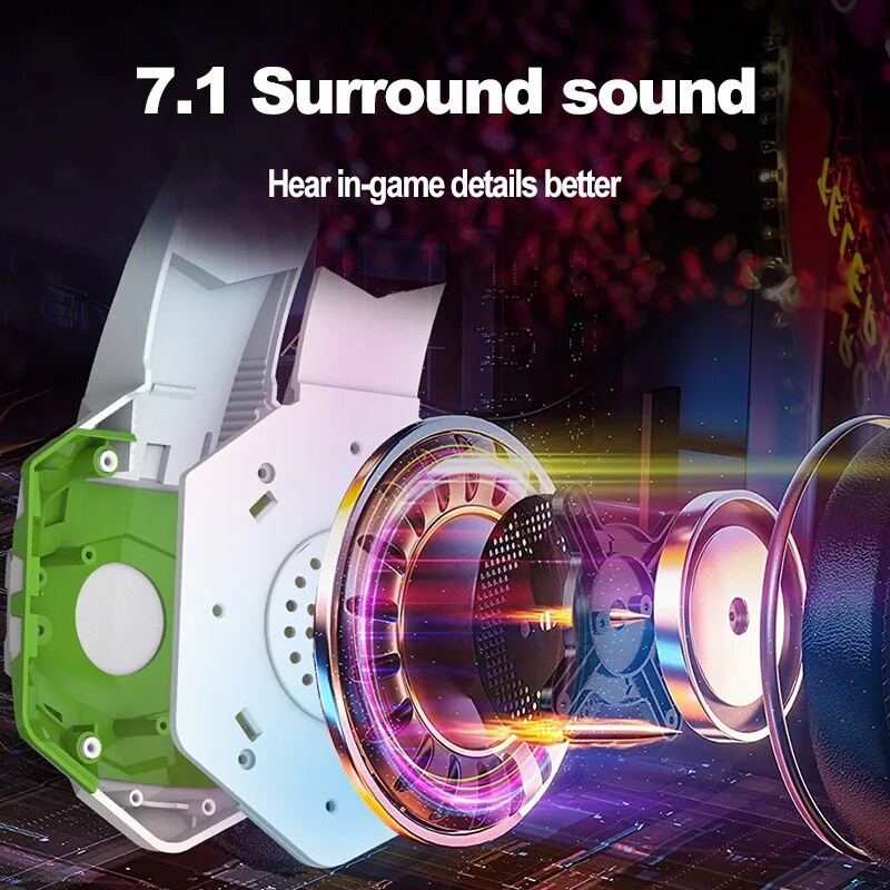 Vadu spēļu austiņas ar mikrofonu uz ausīm uzliekamām austiņām Telpiskā skaņa USB 3,5 mm personālajam datoram klēpjdatoram PS4 PS5 XBox slēdzis