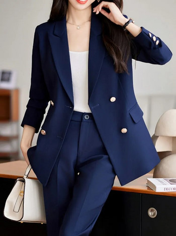 Φθινοπωρινό γυναικείο μοντέρνο Κομψό κοστούμι παντελόνι γραφείου Vintage Slim Casual τζάκετ μολύβι Γυναικείο σετ δύο τεμαχίων