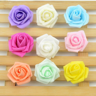 60pcs/lot 4cm Mini umjetne pjene ruže Cvjetne glavice Ručno izrađene Diy Wedding Home Decoration Party Lažne Cvjetne Loptice