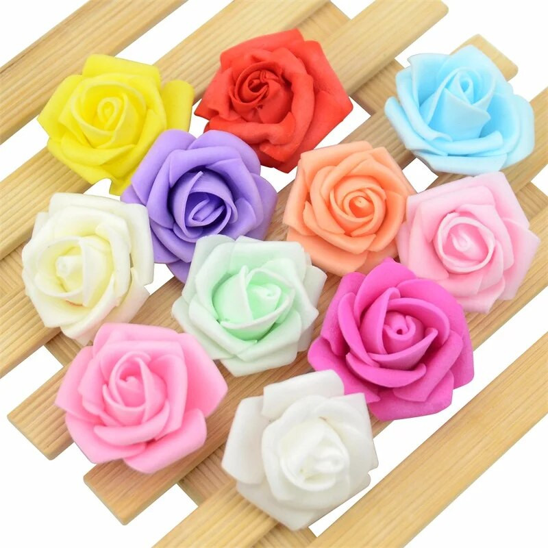 60pcs/lot 4cm Mini umjetne pjene ruže Cvjetne glavice Ručno izrađene Diy Wedding Home Decoration Party Lažne Cvjetne Loptice