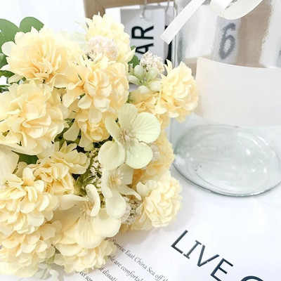 Nordic 10 glavica Umjetno cvijeće Jesen Hortenzija Begonija Lažna biljka Dekoracija doma Vjenčanje Nevjesta Poklon Dodaci Dekoracija sobe