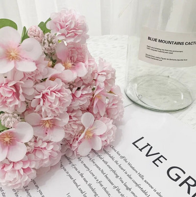 Nordic 10 glavica Umjetno cvijeće Jesen Hortenzija Begonija Lažna biljka Dekoracija doma Vjenčanje Nevjesta Poklon Dodaci Dekoracija sobe