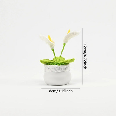 Tamborēts saulespuķu augs podos, viltus ziedu pundurkociņš, roze, kaktuss, antūrijs, kalla, āboliņš, tulpe, margrietiņa, austa dāvana mājas galda dekorēšanai