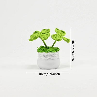 Tamborēts saulespuķu augs podos, viltus ziedu pundurkociņš, roze, kaktuss, antūrijs, kalla, āboliņš, tulpe, margrietiņa, austa dāvana mājas galda dekorēšanai