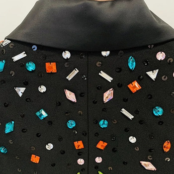 Σετ κοστούμι blazer για γυναικείες κλασικές μαύρες εκλεκτές χάντρες Γυναικείο σχέδιο μόδας Street Two Pieces Παντελόνι Ποιοτικά ρούχα