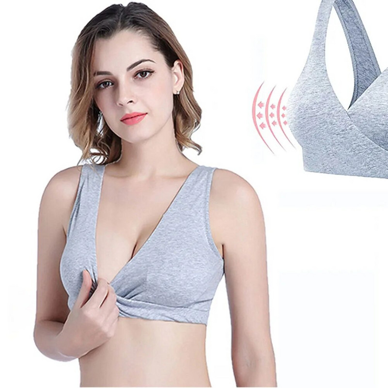 Sieviešu apakšveļa gulēšanai bez stieples, uzvelkama barošana, noņemami ieliktņi, kokvilnas maisījums, bezšuvju, cieti sporta krūšturi grūtniecēm