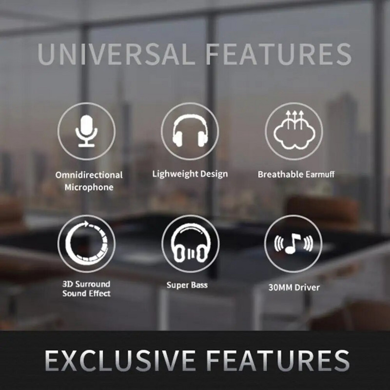 Vienmērīgas komunikācijas austiņas, izcilas skaņas vadu austiņas ar HD saderīgu mikrofonu datora/klēpjdatora/datora saziņai